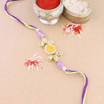 rakshabhandhan special kundan stone rakhi with roli chawal for bhaiya/brother/mens  1