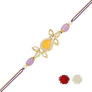 rakshabhandhan special kundan stone rakhi with roli chawal for bhaiya/brother/mens  2