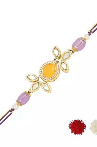 rakshabhandhan special kundan stone rakhi with roli chawal for bhaiya/brother/mens 