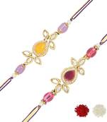 rakshabhandhan special kundan stone rakhi with roli chawal for bhaiya/brother/mens