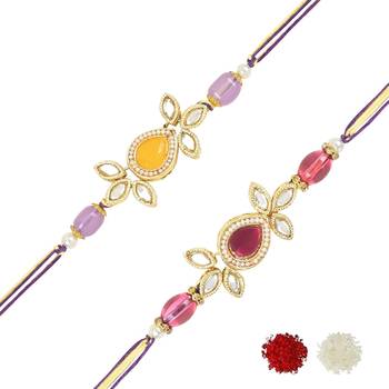 rakshabhandhan special kundan stone rakhi with roli chawal for bhaiya/brother/mens 2