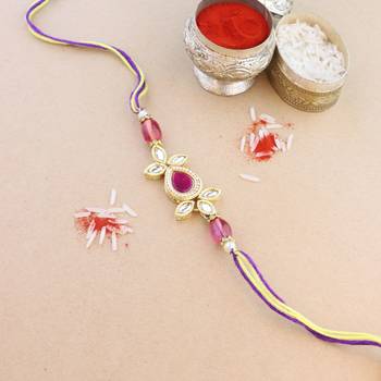 rakshabhandhan special kundan stone rakhi with roli chawal for bhaiya/brother/mens  1