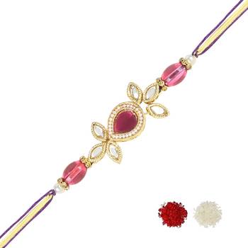 rakshabhandhan special kundan stone rakhi with roli chawal for bhaiya/brother/mens  2
