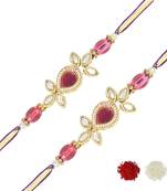 rakshabhandhan special kundan stone rakhi with roli chawal for bhaiya/brother/mens 