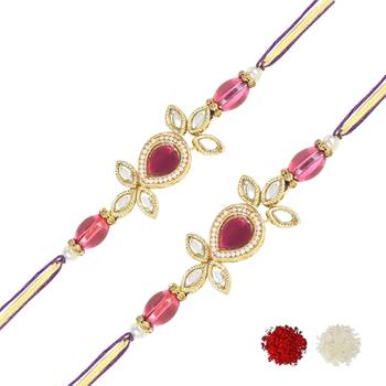 rakshabhandhan special kundan stone rakhi with roli chawal for bhaiya/brother/mens  2