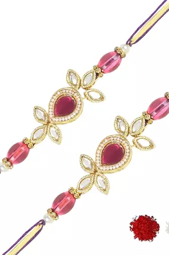 rakshabhandhan special kundan stone rakhi with roli chawal for bhaiya/brother/mens 