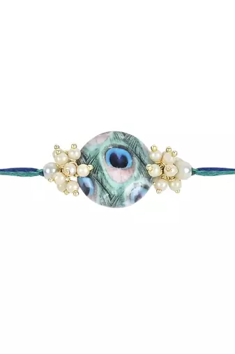 rakshabhandhan special kundan stone rakhi with roli chawal for bhaiya/brother/mens 