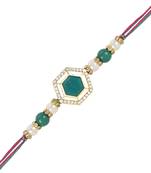 rakshabhandhan special kundan bhaiya bhabhi pearl hanging lumba bracelet rakhi combo set with roli chawal