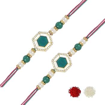rakshabhandhan special kundan stone rakhi with roli chawal for bhaiya/brother/mens  1