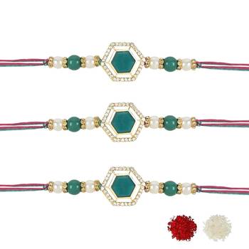 rakshabhandhan special kundan stone rakhi with roli chawal for bhaiya/brother/mens  1