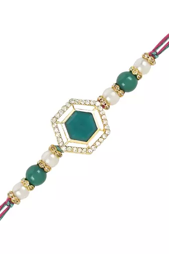 rakshabhandhan special kundan stone rakhi with roli chawal for bhaiya/brother/mens 