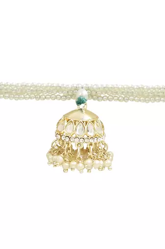rakshabhandhan special kundan bhaiya bhabhi pearl hanging lumba bracelet rakhi combo set with roli chawal