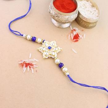 rakshabhandhan special kundan stone rakhi with roli chawal for bhaiya/brother/mens  1