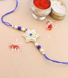 rakshabhandhan special kundan stone rakhi with roli chawal for bhaiya/brother/mens 