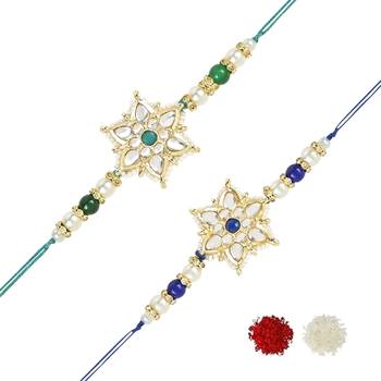 rakshabhandhan special kundan stone rakhi with roli chawal for bhaiya/brother/mens 1