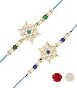 rakshabhandhan special kundan stone rakhi with roli chawal for bhaiya/brother/mens