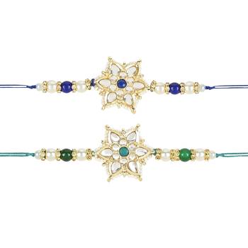 rakshabhandhan special kundan stone rakhi with roli chawal for bhaiya/brother/mens 5