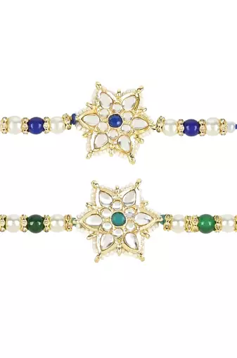rakshabhandhan special kundan stone rakhi with roli chawal for bhaiya/brother/mens