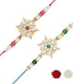 rakshabhandhan special kundan stone rakhi with roli chawal for bhaiya/brother/mens