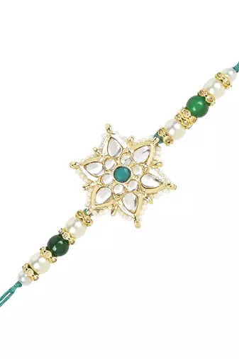 rakshabhandhan special kundan stone rakhi with roli chawal for bhaiya/brother/mens 