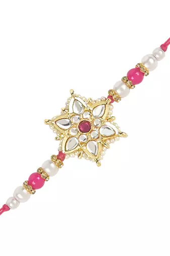 rakshabhandhan special kundan stone rakhi with roli chawal for bhaiya/brother/mens 