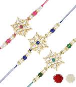 rakshabhandhan special kundan stone rakhi with roli chawal for bhaiya/brother/mens