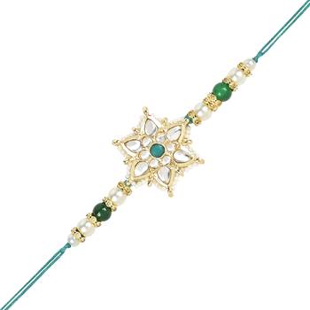 rakshabhandhan special kundan stone rakhi with roli chawal for bhaiya/brother/mens 3