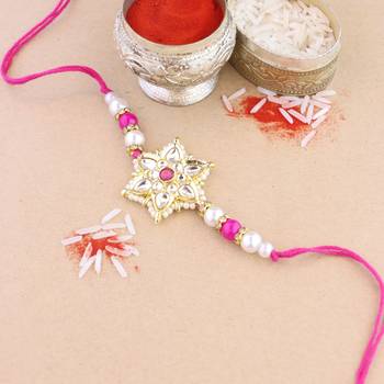 rakshabhandhan special kundan stone rakhi with roli chawal for bhaiya/brother/mens  1