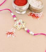 rakshabhandhan special kundan stone rakhi with roli chawal for bhaiya/brother/mens 