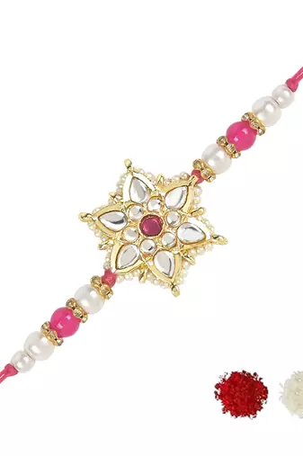 rakshabhandhan special kundan stone rakhi with roli chawal for bhaiya/brother/mens 
