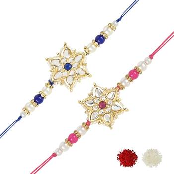 rakshabhandhan special kundan stone rakhi with roli chawal for bhaiya/brother/mens 2