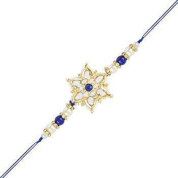 rakshabhandhan special kundan stone rakhi with roli chawal for bhaiya/brother/mens 3