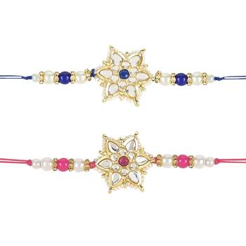 rakshabhandhan special kundan stone rakhi with roli chawal for bhaiya/brother/mens 5