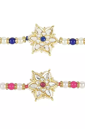 rakshabhandhan special kundan stone rakhi with roli chawal for bhaiya/brother/mens