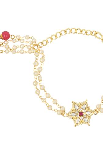 rakshabhandhan special designer pearl hanging lumba bracelet rakhi for bhabhi/sister (r116q-l)