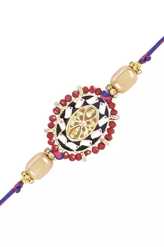 rakshabhandhan special kundan stone rakhi with roli chawal for bhaiya/brother/mens 