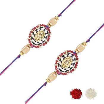 rakshabhandhan special kundan stone rakhi with roli chawal for bhaiya/brother/mens  2