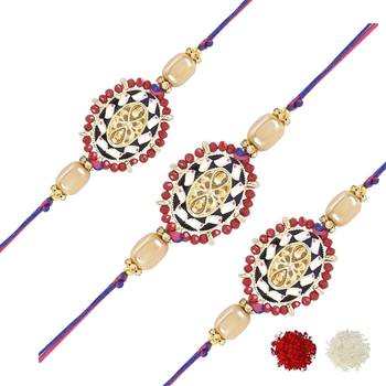 rakshabhandhan special kundan stone rakhi with roli chawal for bhaiya/brother/mens  1