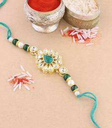 rakshabhandhan special kundan stone rakhi with roli chawal for bhaiya/brother/mens 