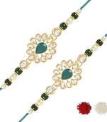 rakshabhandhan special kundan stone rakhi with roli chawal for bhaiya/brother/mens