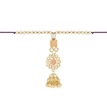 rakshabhandhan special kundan bhaiya bhabhi pearl hanging lumba bracelet rakhi combo set with roli chawal 3