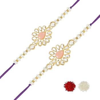 rakshabhandhan special kundan stone rakhi with roli chawal for bhaiya/brother/mens 1