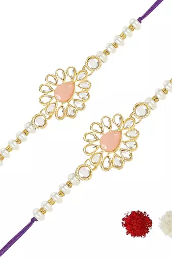 rakshabhandhan special kundan stone rakhi with roli chawal for bhaiya/brother/mens