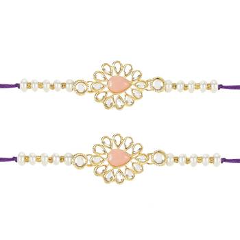 rakshabhandhan special kundan stone rakhi with roli chawal for bhaiya/brother/mens 3