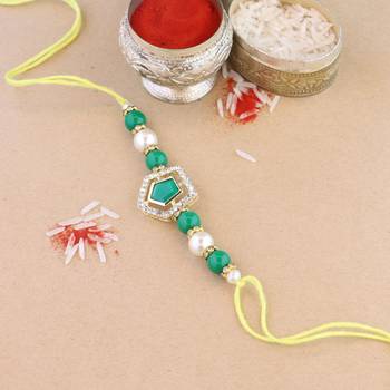 rakshabhandhan special kundan stone rakhi with roli chawal for bhaiya/brother/mens  1