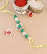 rakshabhandhan special kundan stone rakhi with roli chawal for bhaiya/brother/mens 