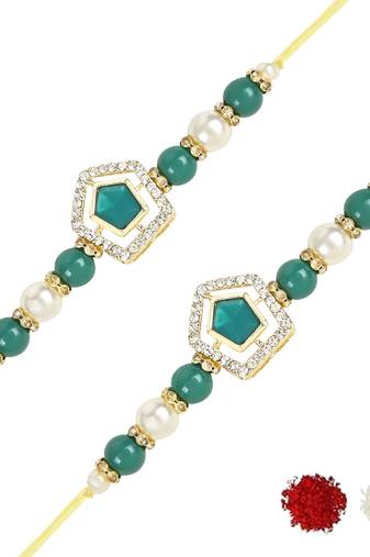 rakshabhandhan special kundan stone rakhi with roli chawal for bhaiya/brother/mens 