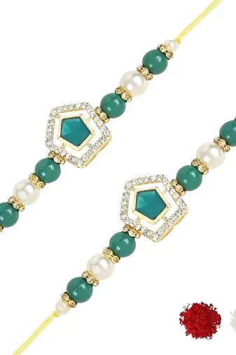 rakshabhandhan special kundan stone rakhi with roli chawal for bhaiya/brother/mens 