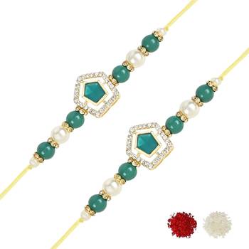 rakshabhandhan special kundan stone rakhi with roli chawal for bhaiya/brother/mens  2