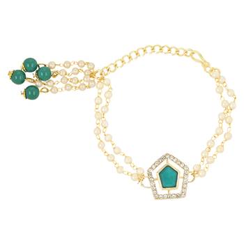 rakshabhandhan special designer pearl hanging lumba bracelet rakhi for bhabhi/sister  2